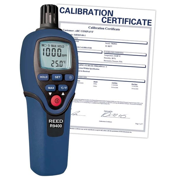 R9400-NIST Carbon Monoxide Meter with Temperature, 1000ppm